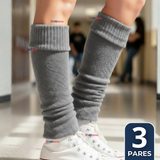Pack 3 Polainas Escolares Invierno Abrigadoras Juvenil Gris Acrílico