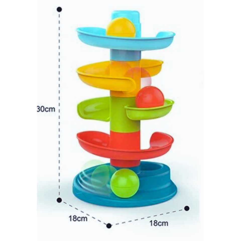 Juego Didáctico Torre 30Cm Pista Tobogán Pelota Bebé Huanger Multicolor