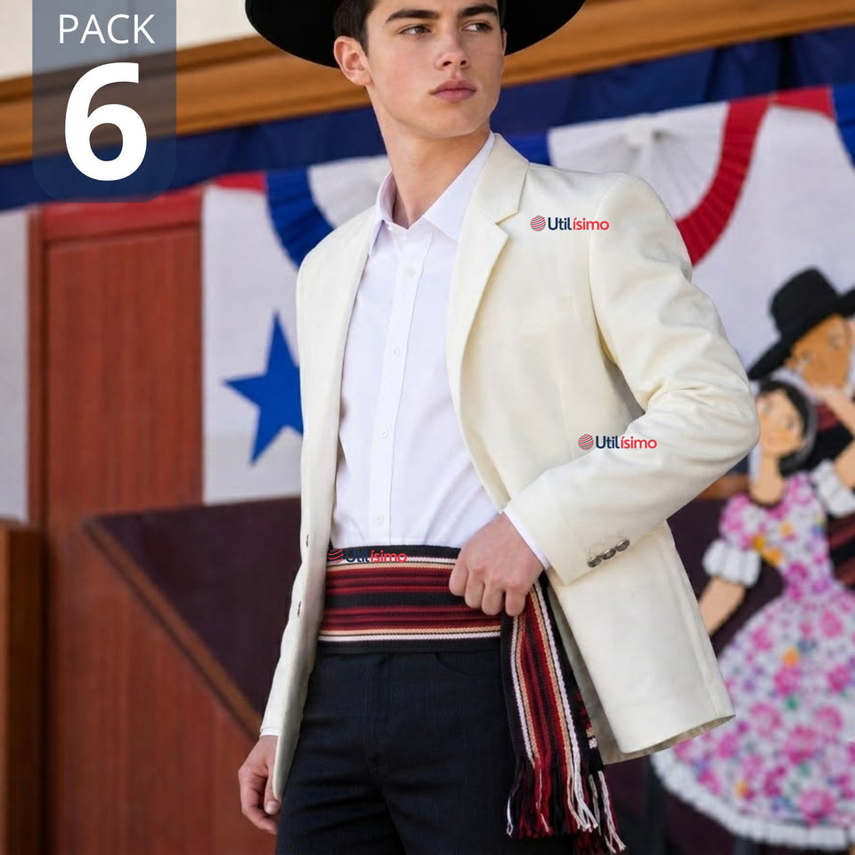 Pack 6 Fajas Huaso Juvenil Fiestas Patrias Bailes Típico Multicolor