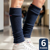 Pack 6 Polainas Escolares Invierno Abrigadoras Niña Azul Acrílico