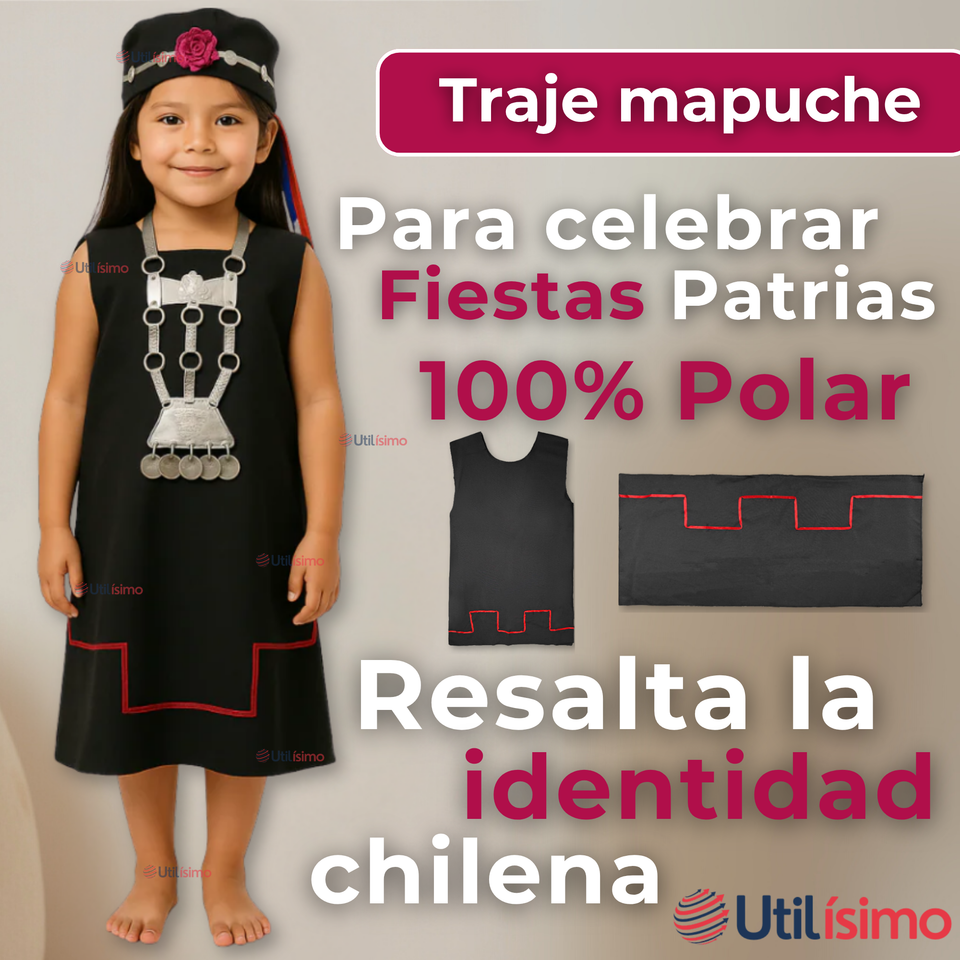 Traje Vestido Mapuche Niña Incluye Trapelacucha 0 Meses hasta Talla S Vestimenta Típica