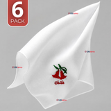 Pack 6 Pañuelos Baile Cueca 36cm Bordado Flor Copihue Algodón Fiestas Patrias