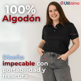 Polera Pique Premium 200g Manga Corta 100% Algodón Textura Suave Chemise Negro Mujer