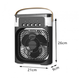 Climatizador Portátil Frío 4 en 1 Ventilador Humificador Enfriador Lampara LED 220v USB Negro