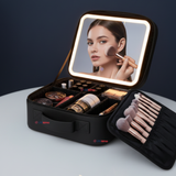 Estuche Maquillaje 2 en 1 Bolso Cosmetiquero Espejo Con Luz Led Organizador