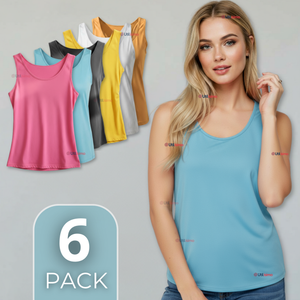Pack 6 Poleras Camisetas Sin Mangas Fibra De Bambú Básicas Lisa Elástica Mujer Colores Surtidos