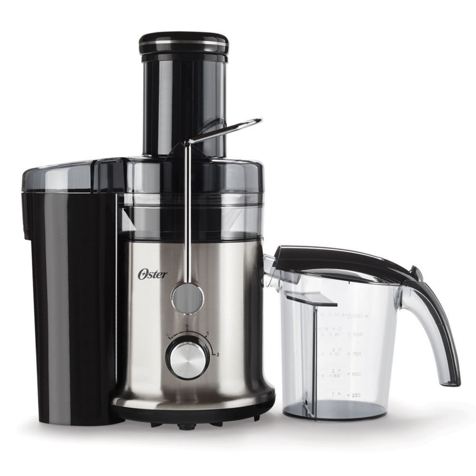 Oster® Extractor de Jugos, con 2 Velocidades + Pulso, y Fácil de Limpiar, Negro y Plateado, FPSTJE320S