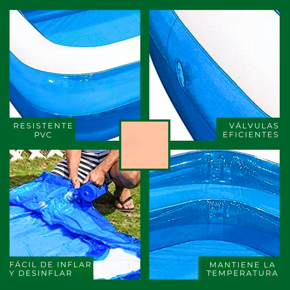Piscina Inflable Rectangular Familiar 200x120x40 Cm Azul