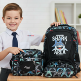 Mochila Escolar Kit Con Estuche y Lonchera 43cm Tela Oxford Baby Shark Niño