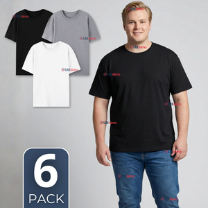 Pack 6 Camisetas Poleras 100% Algodón Básica Lisa Elástica Hombre Colores Surtidos