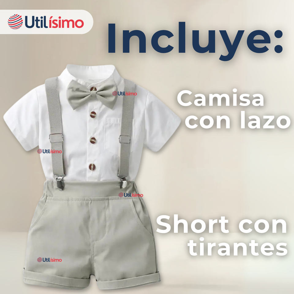 Conjunto de Vestir con Tirantes Camisa Pantalón Corto Algodón