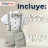Conjunto de Vestir con Tirantes Camisa Pantalón Corto Algodón