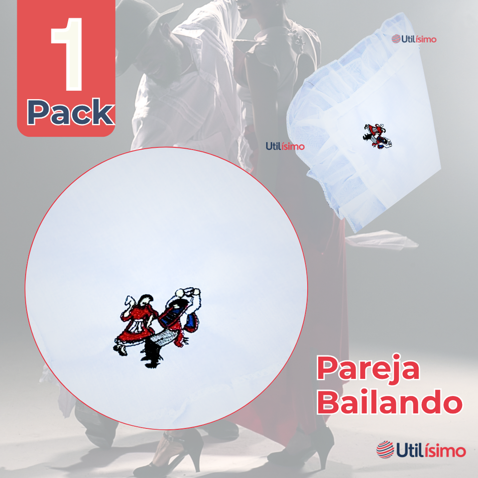 Pañuelo Baile Cueca 36 CM Con Bordes Bordado Pareja Fiestas Patrias