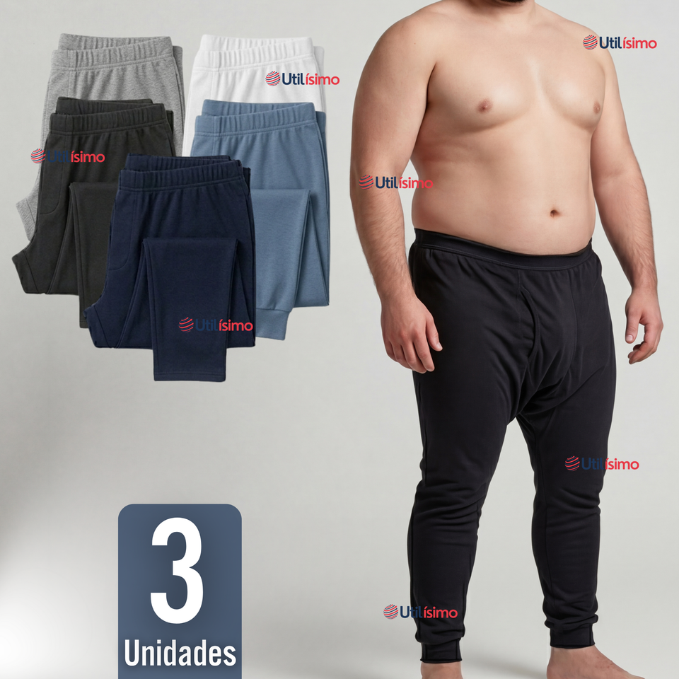 Pack 3 Calzoncillos Largos Polar Calza Hombre Invierno Primera Capa