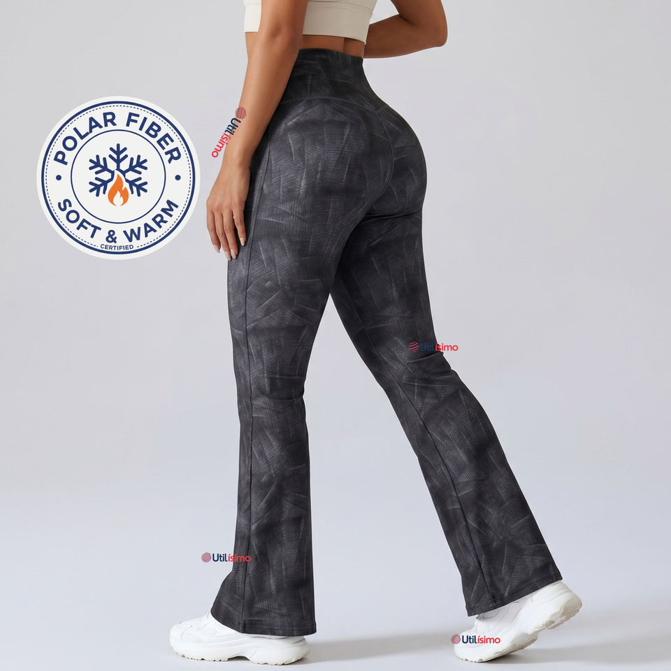Calza Polar Con Chiporro Palazzo Mujer Elasticada Térmica Negra