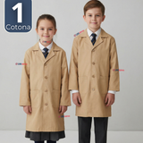 Cotona Delantal Escolar Beige Niño Niña Unisex Bata