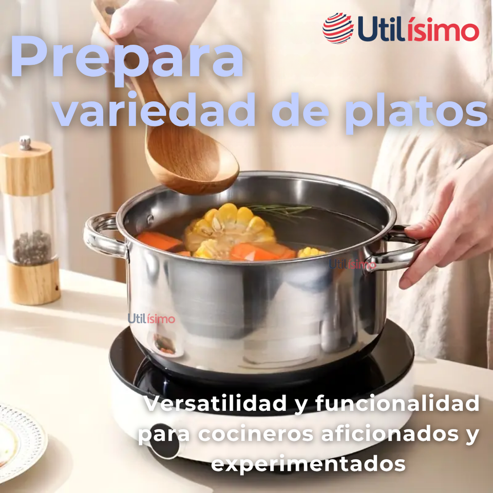 Mini Batería de Cocina 10 Piezas de Acero Inoxidable con Tapa de Vidrio Templado