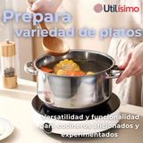 Mini Batería de Cocina 10 Piezas de Acero Inoxidable con Tapa de Vidrio Templado