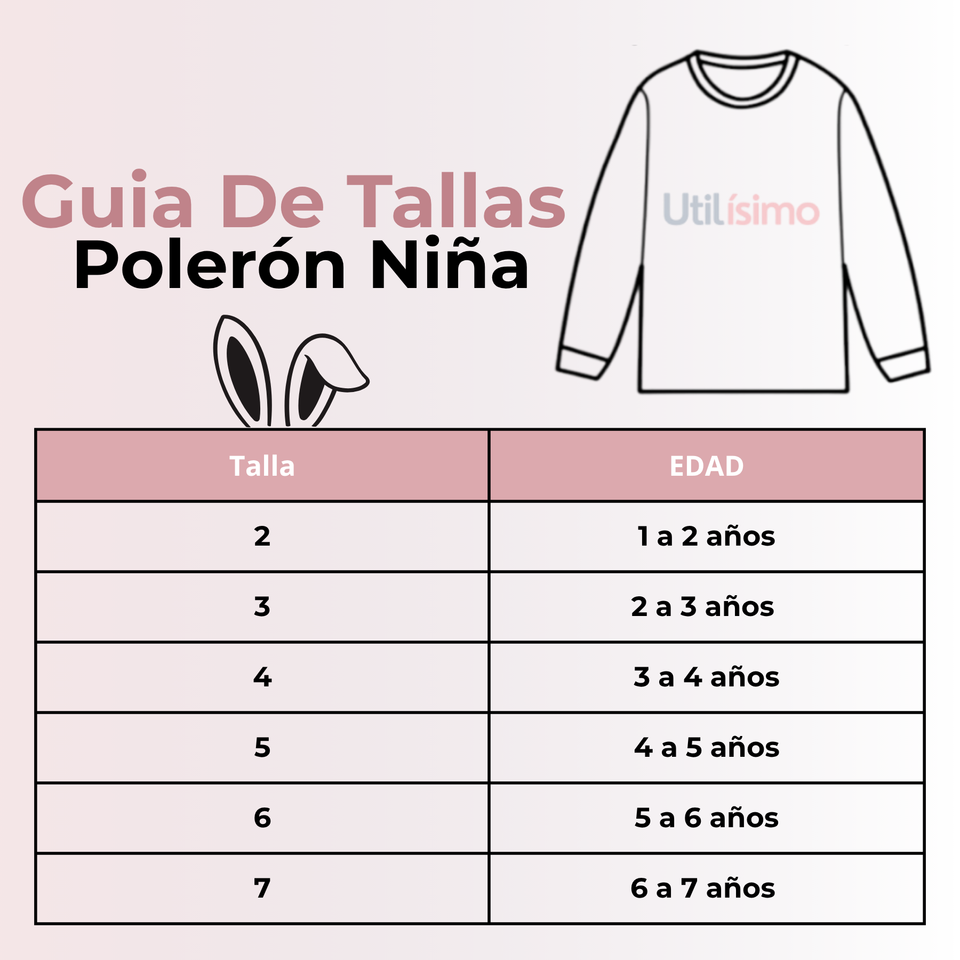 Polerón Cuello Redondo Niña Rosado Conejito