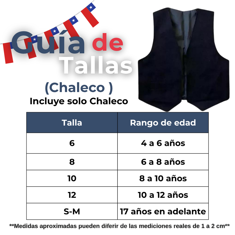 Pack 3 Chaleco Bolero Nortino Juvenil Negro Fiestas Patrias