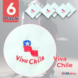 Pack 6 Pañuelos Baile Cueca 36 CM Bordado Viva Chile Baile Fiestas Patrias