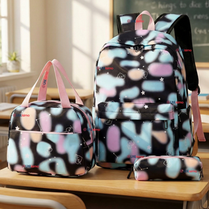 Mochila Escolar + Estuche + Lonchera 43cm Tela Oxford Azul Celeste Niña
