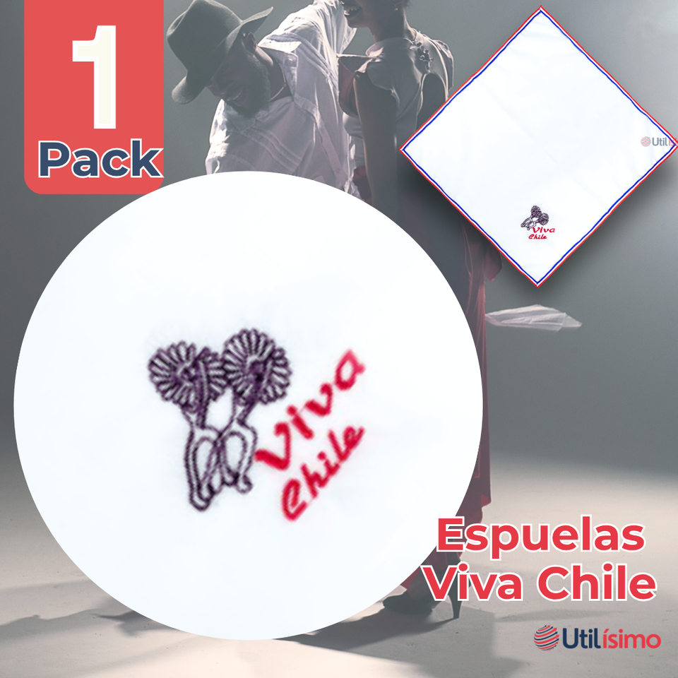 Pañuelo Baile Cueca 45CM Bordado Espuelas Fiestas Patrias