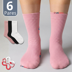 Pack 6 Pares Calcetines Diabéticos Mujer Algodón Suave Colores Surtidos Protección