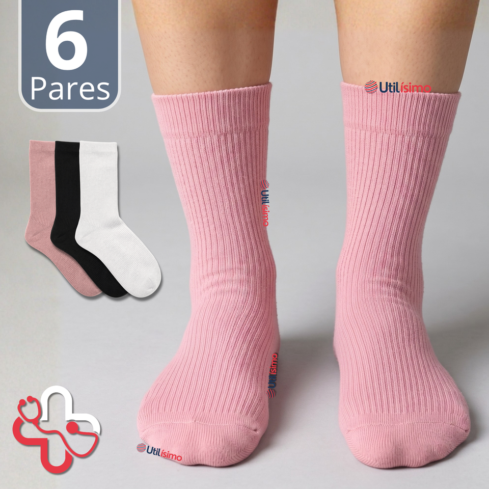 Pack 6 Pares Calcetines Diabéticos Mujer Algodón Suave Colores Surtidos Protección