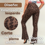 Calza Palazzo Con Diseño Leopardo Polar Tiro Alto Mujer Leggings