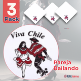 Pack 3 Pañuelos Baile Cueca 36 CM Bordado Pareja Baile Fiestas Patrias