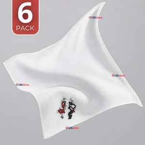 Pack 6 Pañuelos Baile Cueca 36cm Bordado Pareja Bailando Algodón Fiestas Patrias