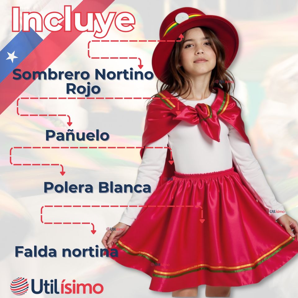 Pack 6 Traje Nortino Niña 4 Piezas Niña Fiestas Patrias Baile Nortino