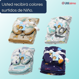 Set Manta Frazada Polar Para Bebé Niño + Cojín Para Cuello