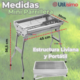Mini Parrillera Portátil Acero Inoxidable Plegable A Carbón