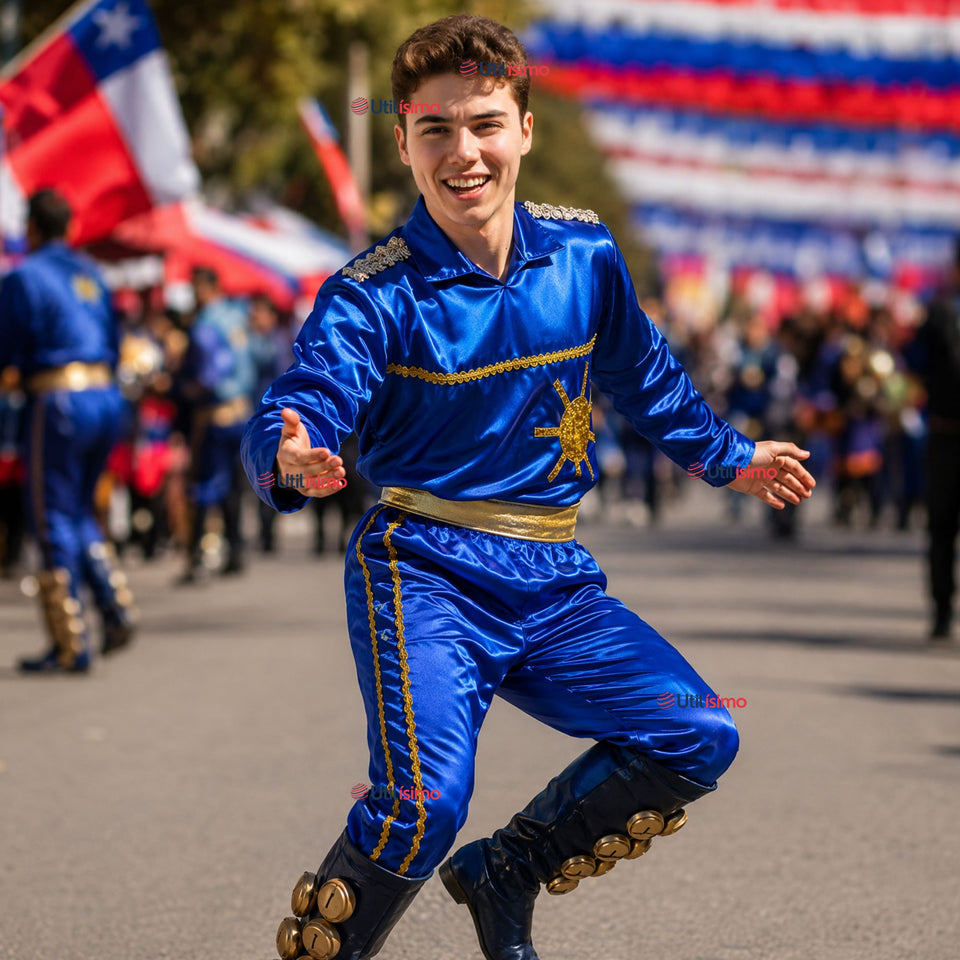 Traje Típico Caporal Azul Danza Tradicional Fiestas Patrias