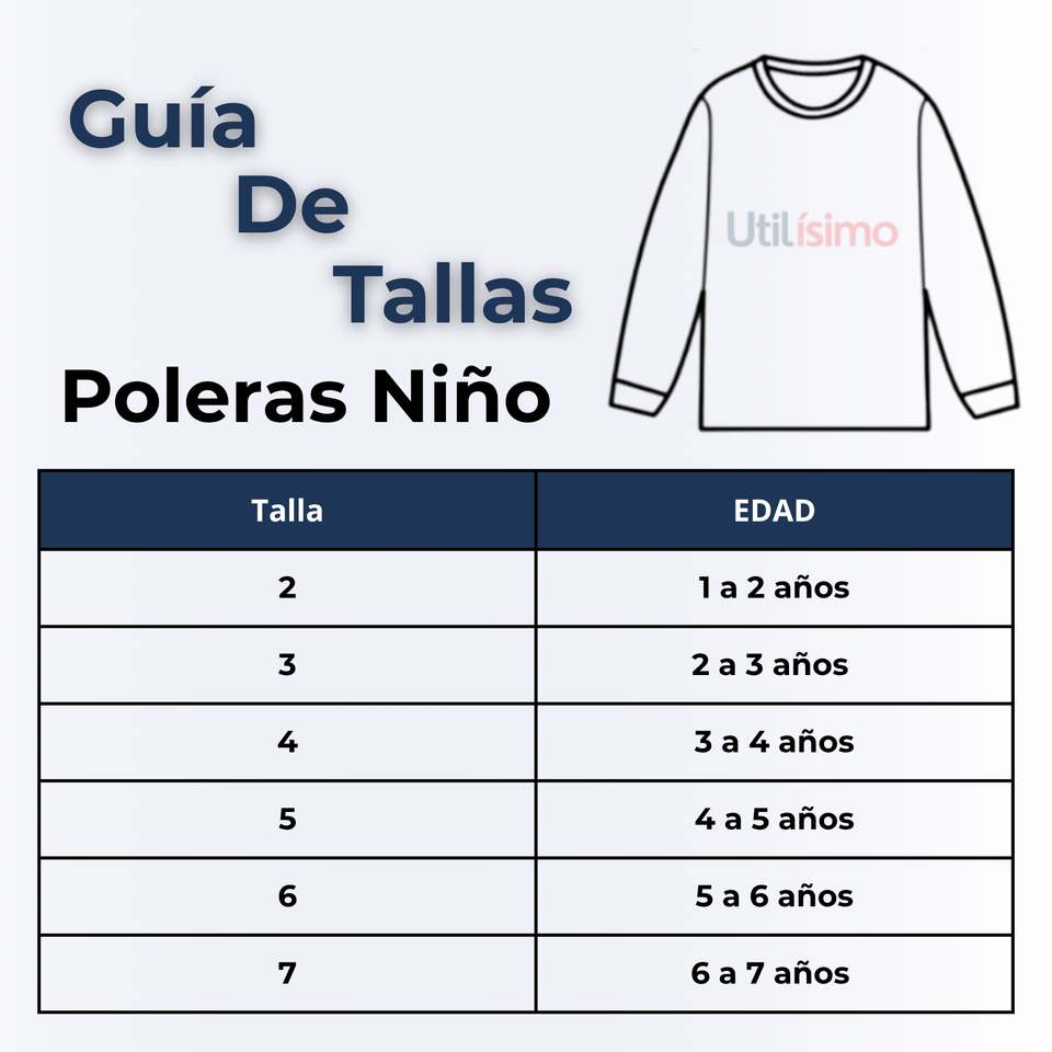 Polera Manga Larga Niño 100% Algodón Cocodrilo Azul Camiseta