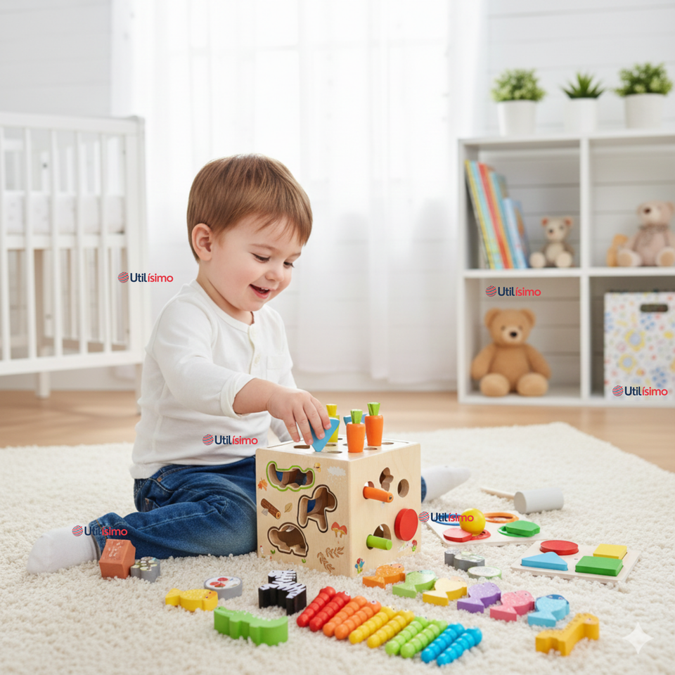 Cubo Didáctico Montessori Niño o Niña Juguete Multifuncional Madera Bebe Infantil