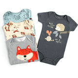 Pack 4 Unidades Extensor Body Bebé +Pack 4 Bodys Algodón Niño Manga Corta Animales infatiles