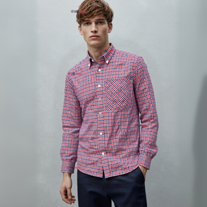 Camisa Huaso Cuadrillé Cuadro Manga Larga 100% Algodón Azul Rojo Casual