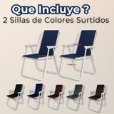 Pack 2 Sillas Plegables Portátil Playa Camping Picnic Colores Surtidos