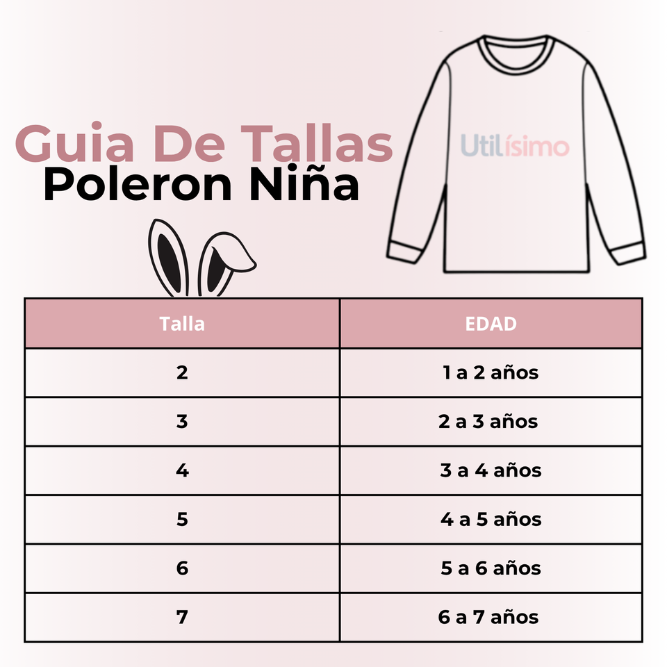 Polerón Cuello Redondo Niña Rosado Conejito