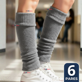 Pack 6 Polainas Escolares Invierno Abrigadoras Niña Gris Acrílico