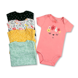 Pack 5 Unidades Extensor Body Bebé +Pack 5 Bodys Manga Corta Algodón Niña Rosa  Floreado