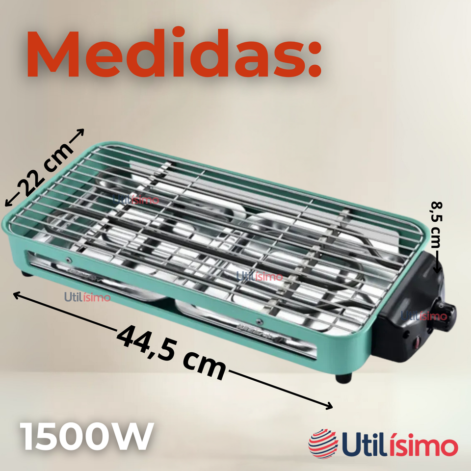 Asador Parrillera Eléctrico Doble Nivel 1500w Churrasquera Portátil
