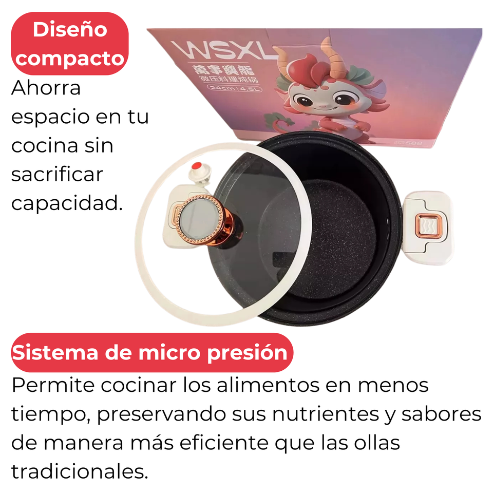 Olla de Micro Presión 4.5Litros Multifuncional  Antiadherente Cocina Hogar