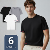Pack 6 Camisetas Poleras 100% Algodón Básica Lisa Elástica Hombre Colores Surtidos