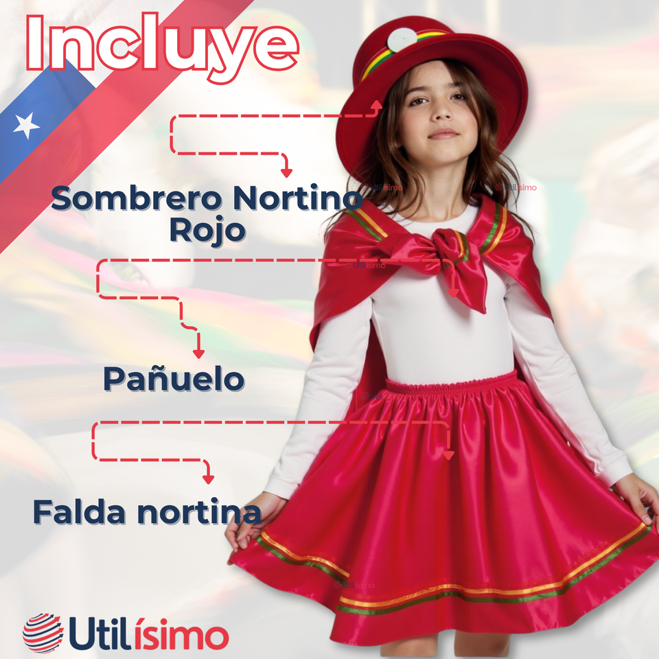 Pack 6 Traje Nortino Niña 3 Piezas Niña Fiestas Patrias Baile Nortino
