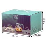 Set Tetera De Vidrio Infusión Té Con Filtro Acero Incluye 4 Tazas