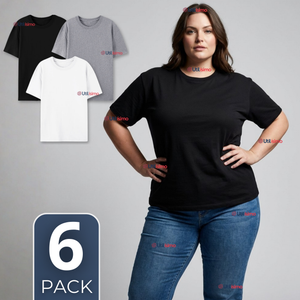 Pack 6 Camisetas Poleras 100% Algodón Básica Lisa Elástica Mujer Colores Surtidos